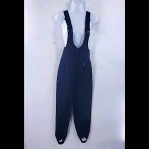 Zermatt skifans schoeller vintage black ski bibs size 10 womens stirrup pants